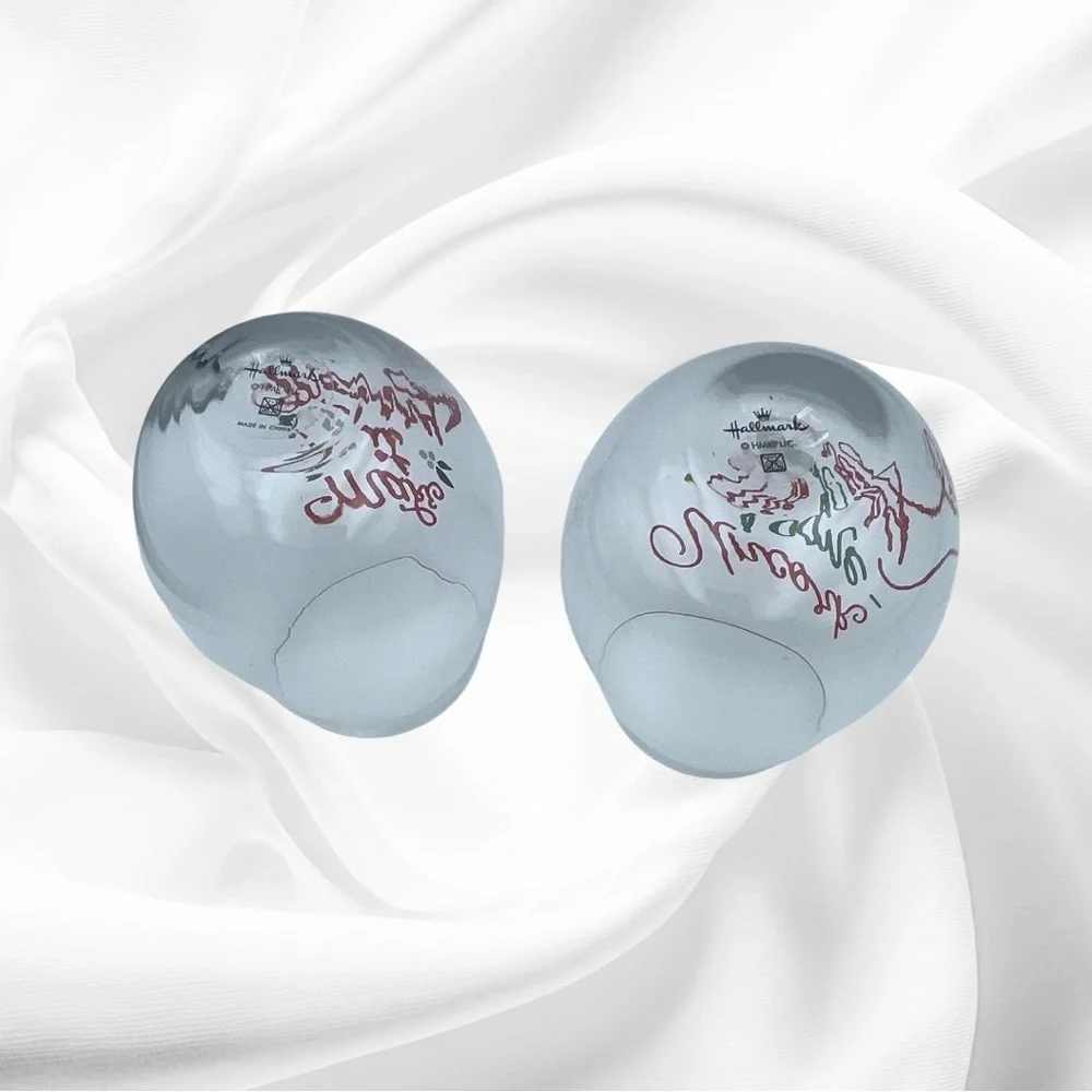 Holiday Stemless Wine Glass Set with Festive Red and Green Merry Designs NWT